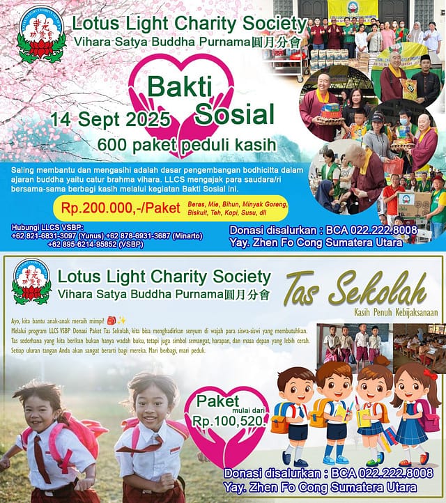 LLCS Vihara Satya Buddha Purnama mengajak Shixiong – Shijie ikut serta dalam program Bakti Sosial 600 Paket Peduli Kasih π untuk anak-anak, serta Donasi Tas Sekolah π LLCS Vihara Satya Buddha Purnama mengajak Shixiong – Shijie ikut serta dalam program Bakti Sosial 600 Paket Peduli Kasih π untuk anak-anak, serta Donasi Tas Sekolah π