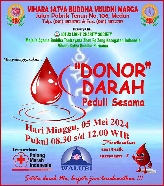 LLCS Vihara Satya Buddha Visudhi Marga dan LLCS Vihara Satya Buddha Purnama melaksanakan kegiatan donor darah bersama