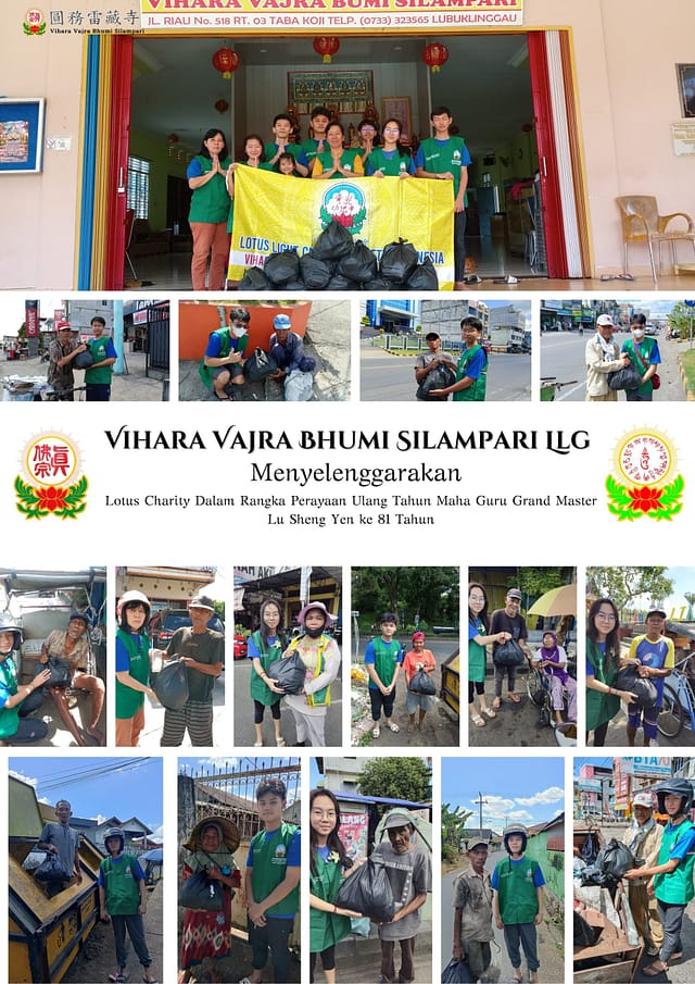 LLCS Vihara Vajra Bumi Silampari 圓務雷藏寺 Lubuklinggau bagikan 37 paket sembako untuk masyarakat yang membutuhkan